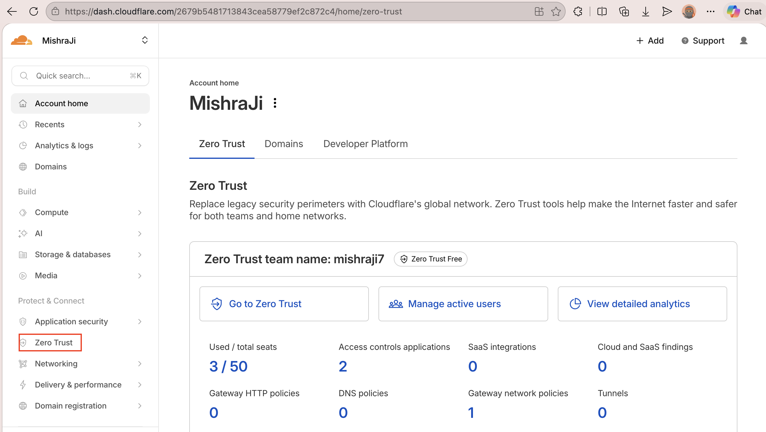 Cloudflare ZeroTrust Dashboard