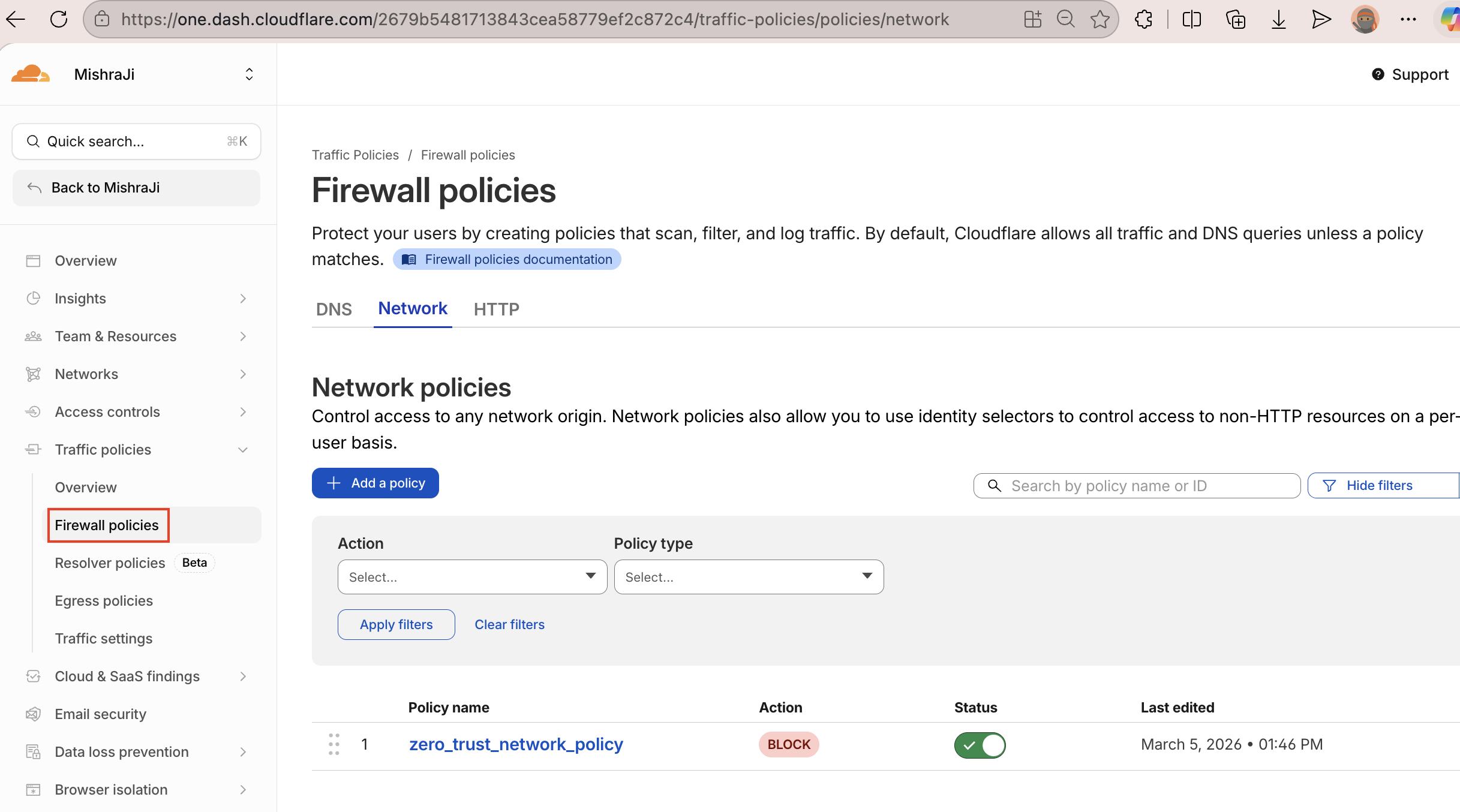 Firewall Network Policy