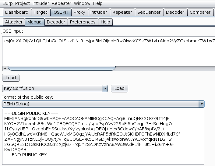 Public key for generating the signature.
