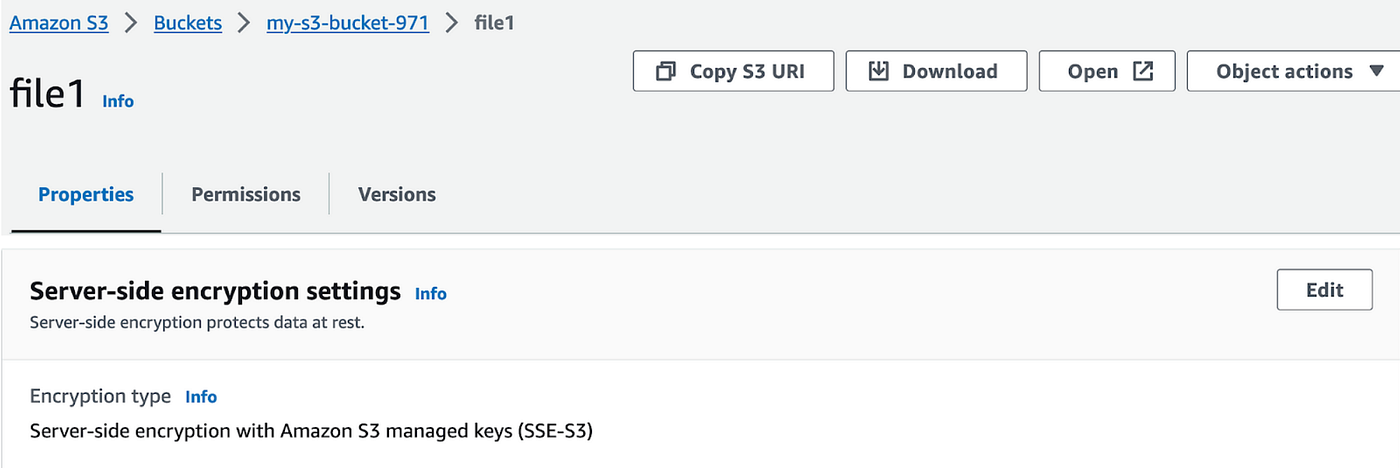 Encryption settings for file2